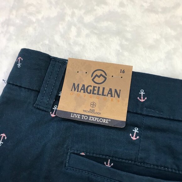 Magellan Happy Camper Shorts Women's‎ Plus Size 16 Cotton, Nautical Anchor Print - Picture 5 of 11